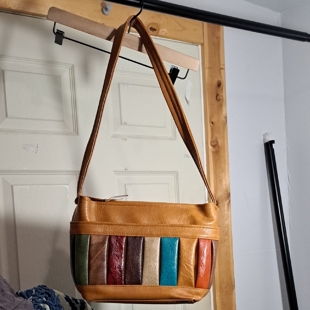 Colorful Patchwork Leather Shoulder Bag